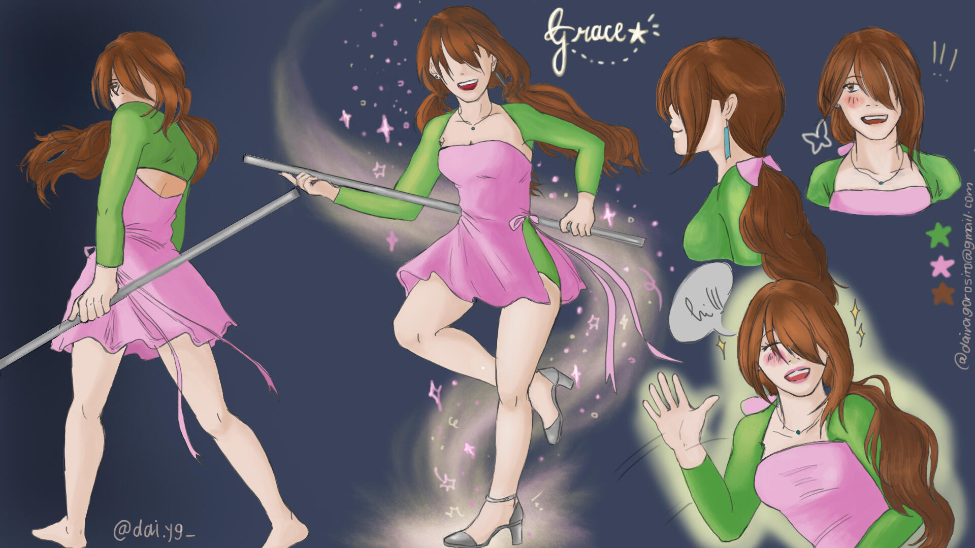 In this opportunity we have my own oc, Grace. She's a character than can be part of many things, such as comis, video games or even for publicity.