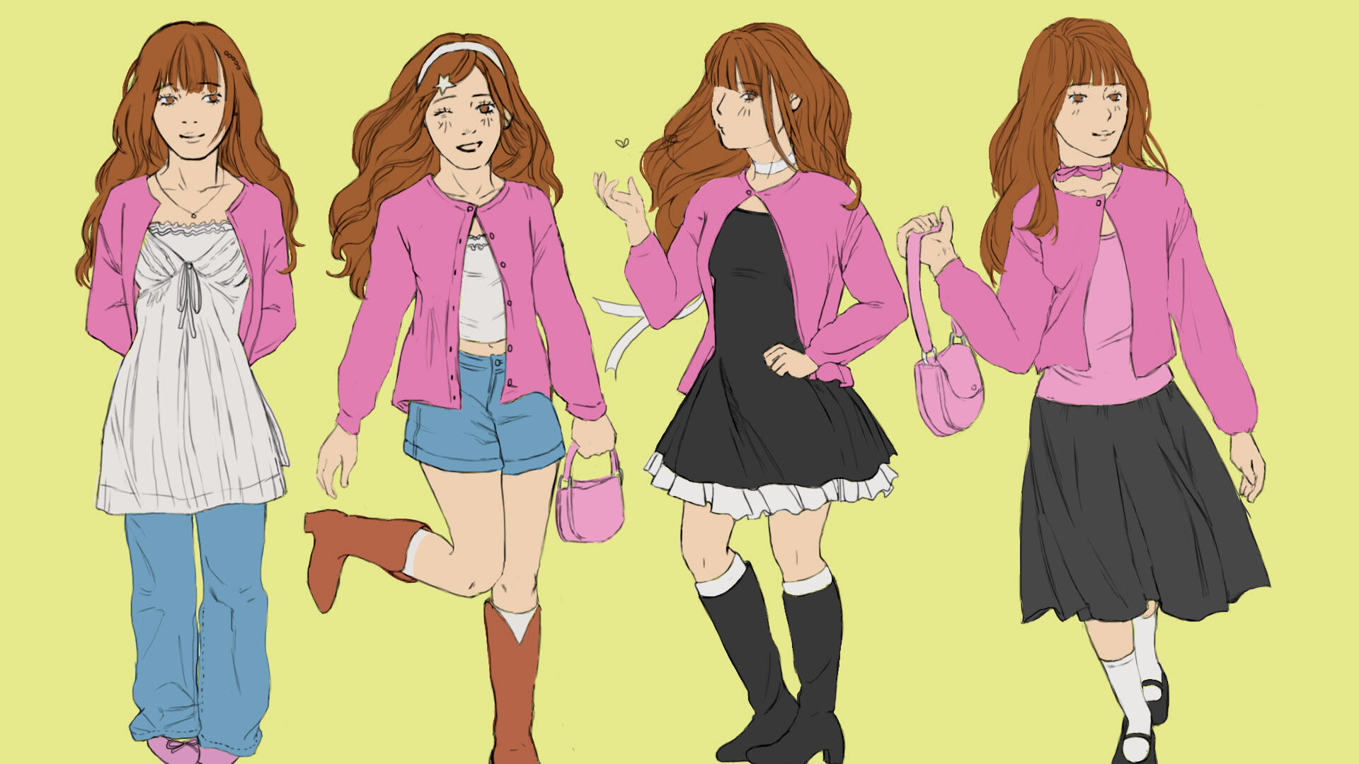 FLAT COLOR: pink cardigan